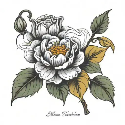 march, June, September and november birth flower tattoo design idea