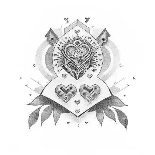 a of hearts and j of hearts tattoo design idea