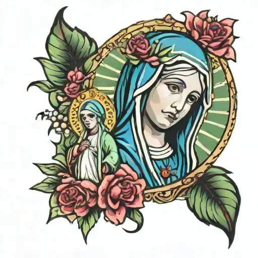 virgin mary with st jude  tattoo design idea