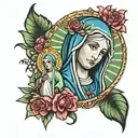 virgin mary with st jude  tattoo design idea