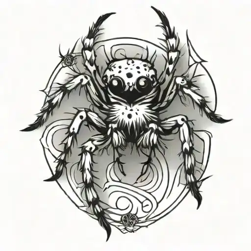 jumping spider black and white tattoo design idea