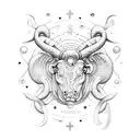 aquarius, taurus, and libra zodiac symbols tattoo design idea