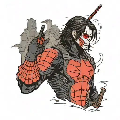 winter soldier saluting tattoo design idea