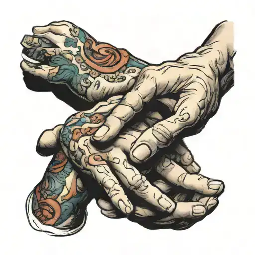 creation of adam hands tattoo design idea