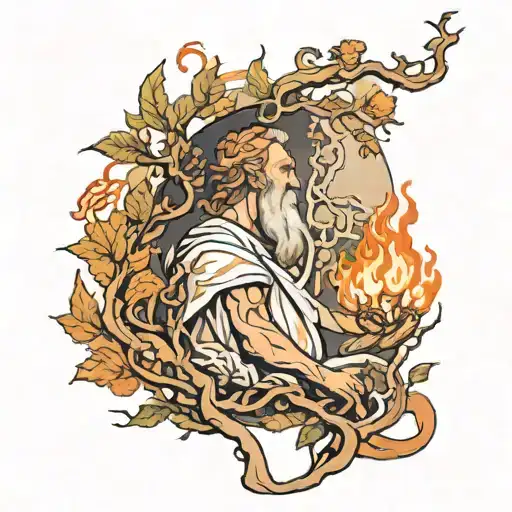 Moses seeing the burning bush morphing tattoo design idea