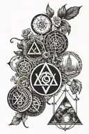 alchemy symbols intertwined representing different aspects of life  tattoo design idea