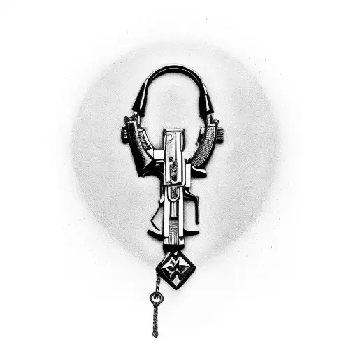 Ak47 with a Chain and a G59 logo tattoo design idea