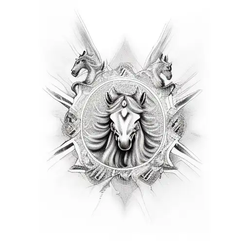 four horsemen of the apocalypse in a line tattoo design idea