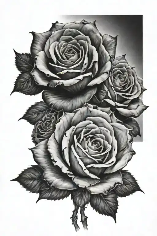 3 black roses tattoo design idea