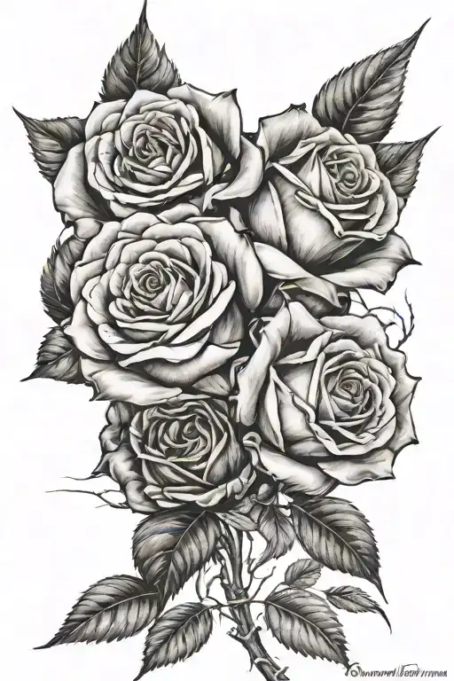 3 roses in a straight line   tattoo design idea