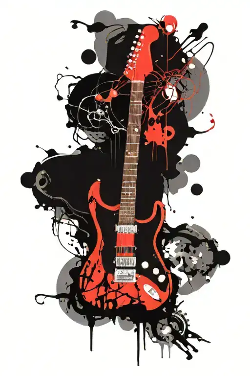 electric guitar througt space and time  tattoo design idea