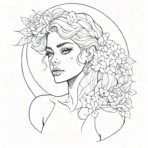  rosabelle, harper, line, circles, simple tattoo design idea