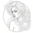  rosabelle, harper, line, circles, simple tattoo design idea