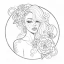  rosabelle, harper, line, circles, simple tattoo design idea
