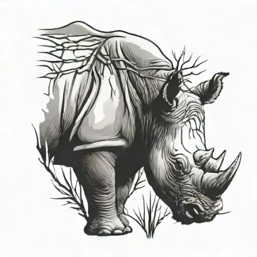 rhino ivory made out of sticks together tattoo design idea