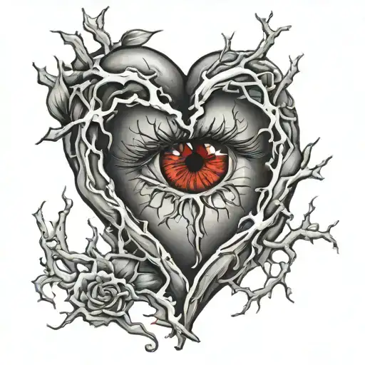 realistic heart blended with detailed eye inside tattoo design idea