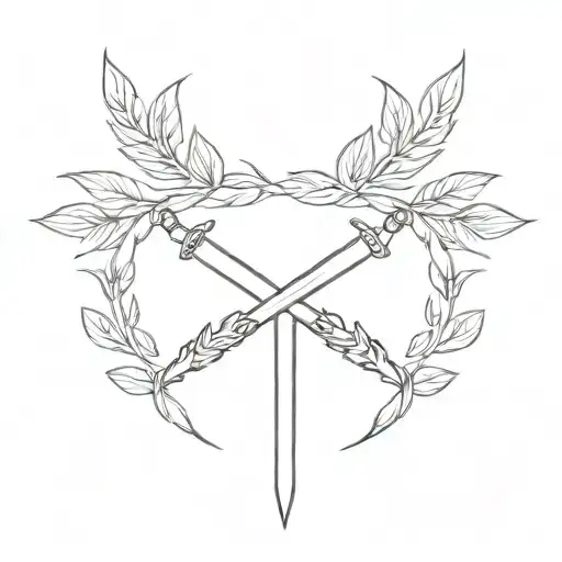laurel wreath with a sword in the middle  tattoo design idea