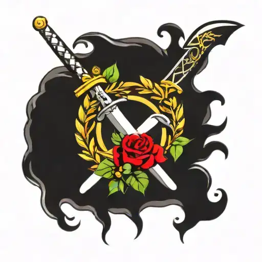 laurel wreath with a sword in the middle  tattoo design idea