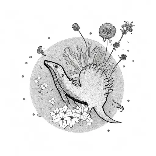 comet with flowers growing from the tail tattoo design idea