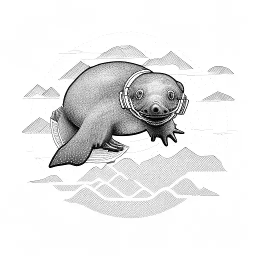 platypus rafting tattoo design idea