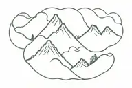 Three mountains next to each other with a Hokusai wave inside tattoo design idea