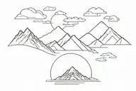 Three mountains next to each other with a Hokusai wave inside tattoo design idea
