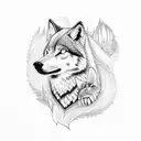 half wolf and half eagle tattoo design idea