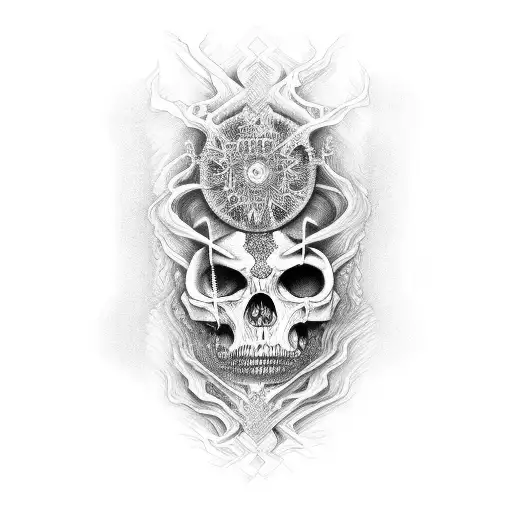 A dark and intricate design symbolizing the journey through anxiety and depression tattoo design idea