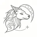 Cubone crying moon surrounded tattoo design idea