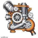 a sleeve tattoo consisting of different engine parts. it will have a turbo, a line of pistons that are going up and down tattoo design idea