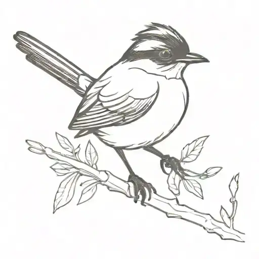 willy wagtail no shading tattoo design idea