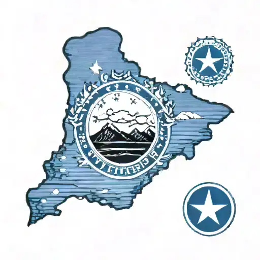 Tennessee state flag river sun mountain tattoo design idea