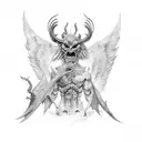 demon with wings  tattoo design idea