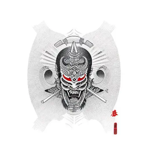 katana with text " surpass your limits. right here right, right now  tattoo design idea