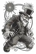 leprechaun and fireworks exploding tattoo design idea
