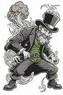leprechaun and fireworks exploding tattoo design idea