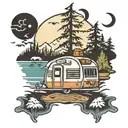 camper beach lake Halloween  tattoo design idea
