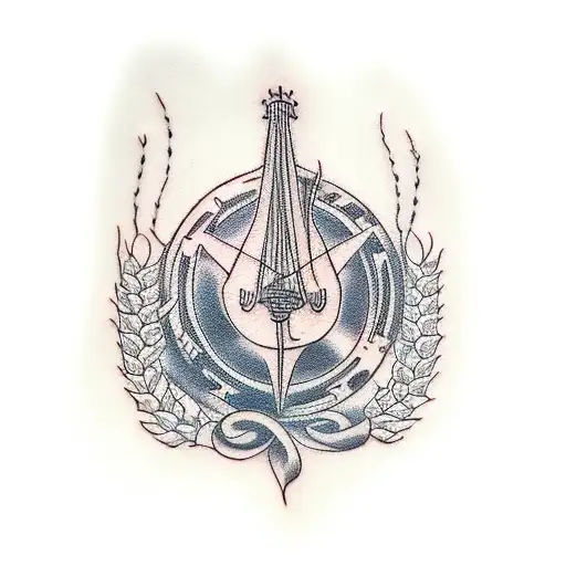 whiskey and classical music corn wheat barley tattoo design idea