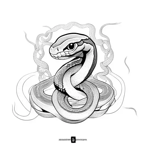 snake with semicolon tattoo design idea