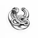 snake with semicolon tattoo design idea