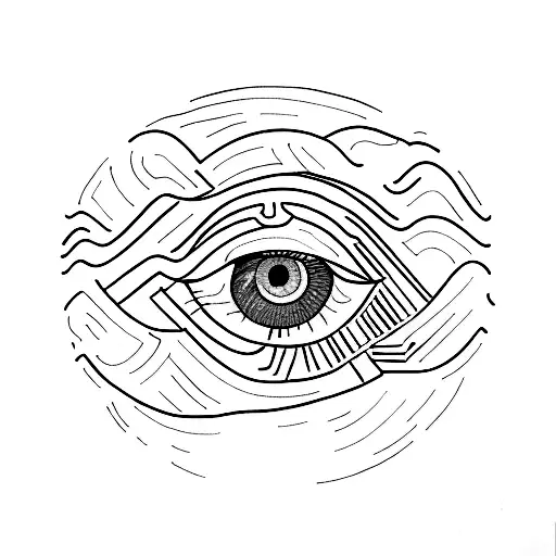 A mysterious eye with a map etched on its surface, inviting others to explore the depths of your soul tattoo design idea