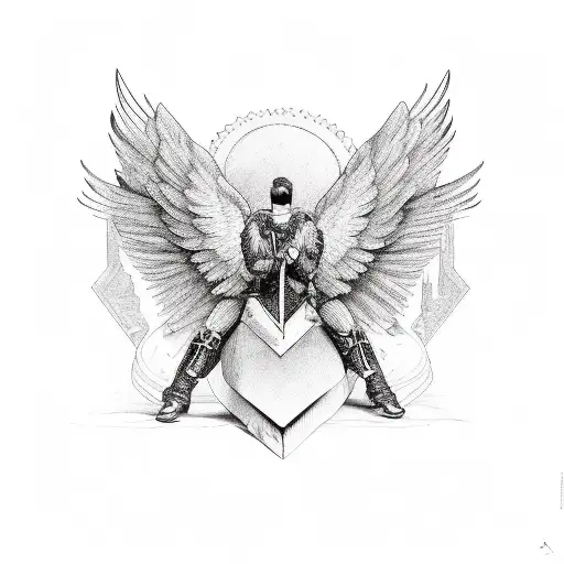 wings with heart tattoo design idea