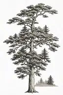 4 trees; pecan tree, Western hemlock tree, Eastern white pine tree, and a Sitka spruce tree  tattoo design idea