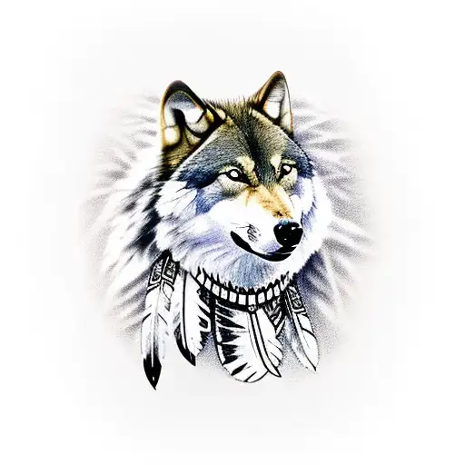 2 wolves native Indian story for a slim forearm  tattoo design idea