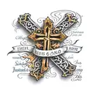 bible verse joshua 24:15 with cross tattoo design idea