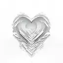 waves in shape of heart tattoo design idea