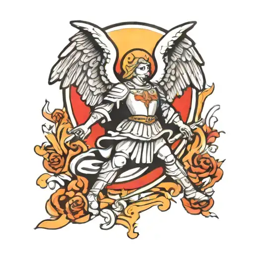 Saint Michael the falling angel  tattoo design idea