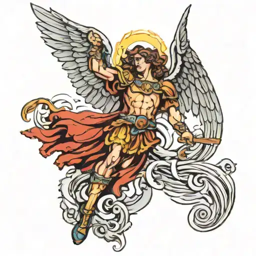 Saint Michael the falling angel  tattoo design idea