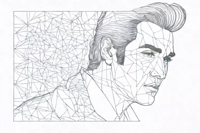 Elvis portrait made out of quilt squares tattoo design idea