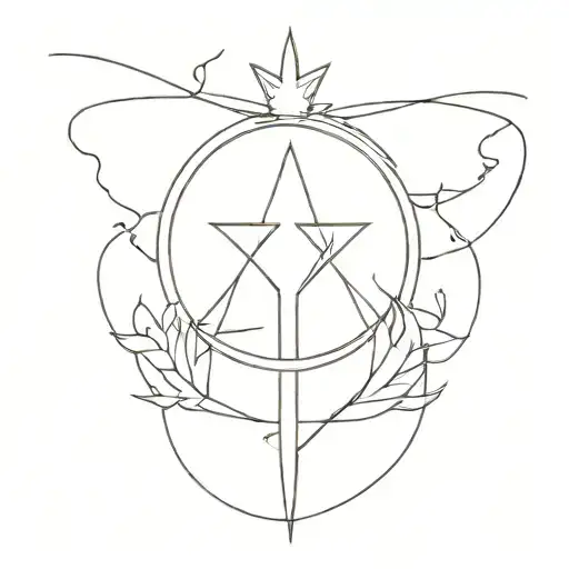 cross hawk crown tattoo design idea